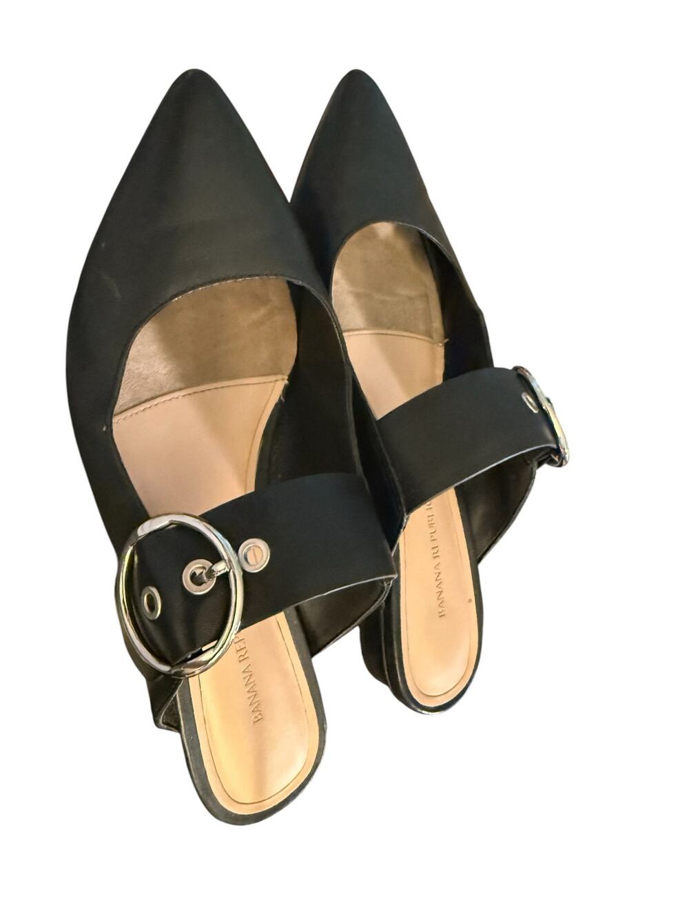 Banana Republic Mary Jane Mules Flat Black 6.5